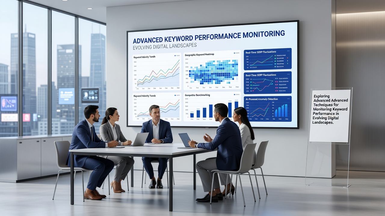 Analytics interface showing keyword trend lines integrated with AI-driven performance predictions